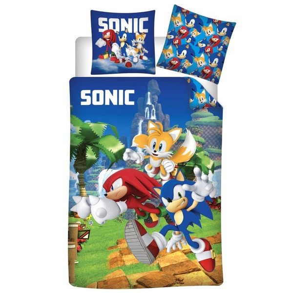 Sonic et ses amis sonic, knuckles et tails parure de lit ré 140 cm x 200 cm