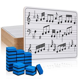 24 Pcs Dry Erase Music Staff White Boards Double Sided Musical Notes Whiteboard 9x12 in Dry Erase Lapboards Classroom Whiteboards for Students Music Staff Whiteboard with 24 Erasers for Kids Musicians