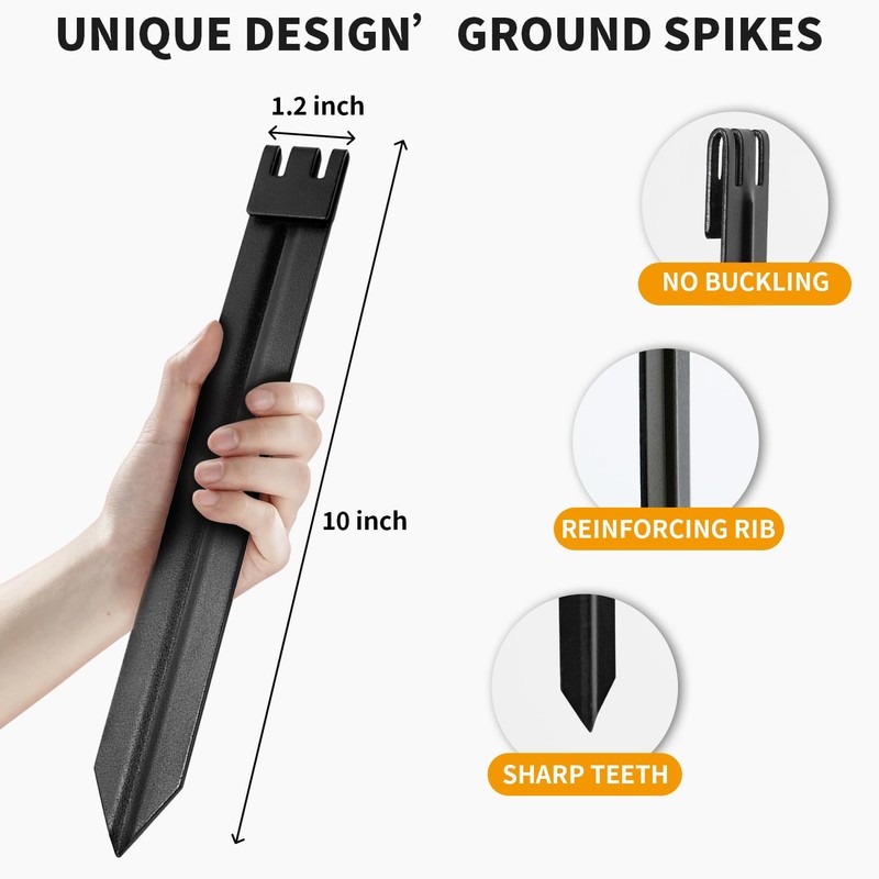 6Pcs Metal Landscape Edging Stakes, 10In Garden Stakes Landscape Anchoring