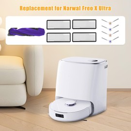 Replacement for Narwal Freo X Ultra Robot Vacuum, 9 Vacuum Accessories Set, 1 Main Brush, 4 Hepa Filter,4 Side Brushes, 1 Cleaning Brush