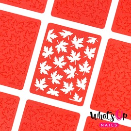 Whats Up Nails - Maple Leaves Vinyl Stencils for Nail Art Design (1 Sheet, 12 Stencils)