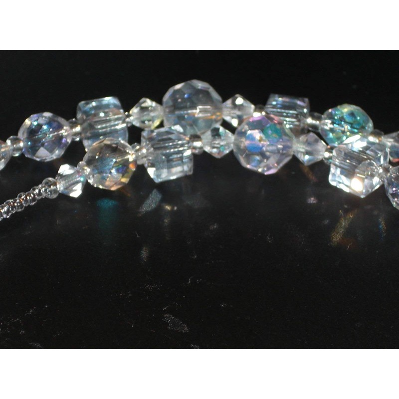 Eyeglass Chain Clear Crystal Faceted Cut Glass 28 inches