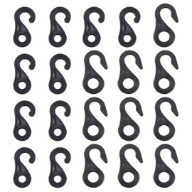 BRILLIANCE4U S-Shape Plastic Tent Hook Clips 20 Pack Combo, Shock Cord Hooks, Guy Line Attachments, Tent Part Accessories