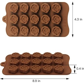 BAMUTU 2PCS Rose Flower Chocolate Molds 15 Cavity Silicone Candy Molds Non-Stick Sweet Valentines Day Molds Gummy Ice Jelly Molds for Wax Melt Resin Casting Candles Soap