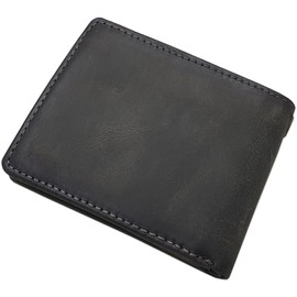 myledershop Genuine Buffalo Full Leather Wallet / Purse / Wallet in Landscape Format with 3D Skull Embossing and RFID & NFC Protection, 3D skull embossing/vintage grey, American