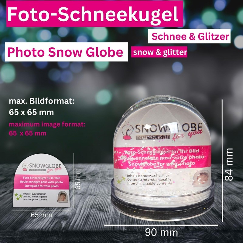 50007 Snow globe photo with base black with snow
