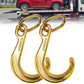SENKEYFE G70 J Hook 8 Inch Short Tow Hook on Coupling Link 5400 Lbs Safe Working Load Yellow Zinc Towing J Hook Axle Strap Wrecker Roll Back Clevis for Chain Heavy Duty for Trucks Flatbed Trailers