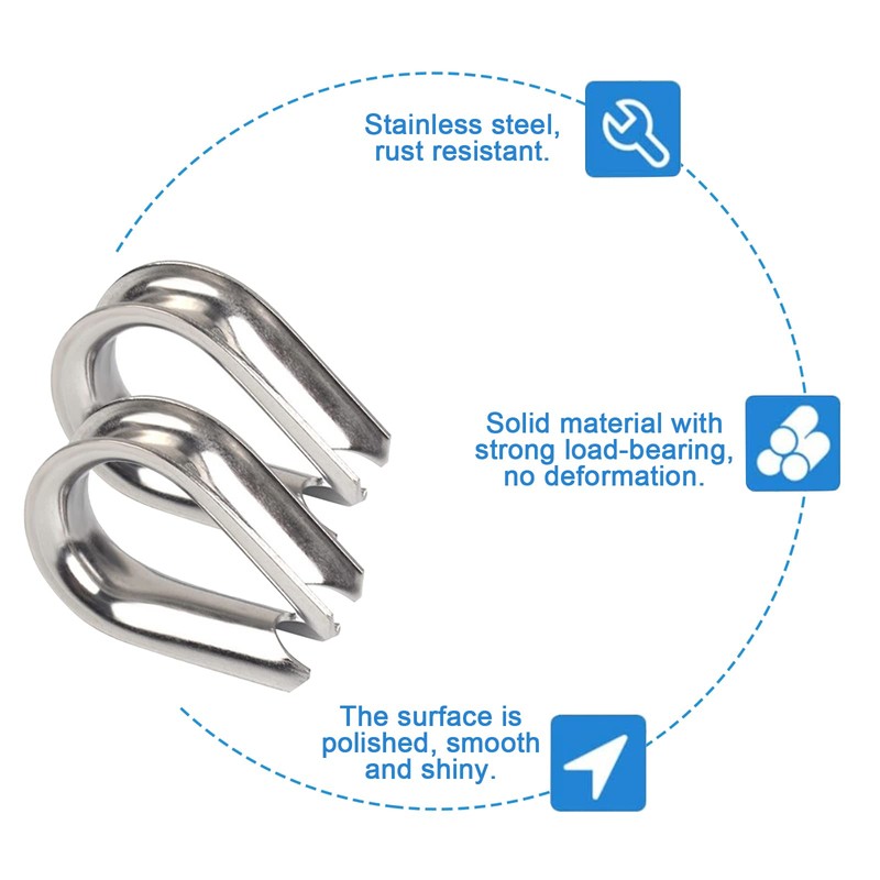 INCREWAY M2 シンブル(ステンレス製) for 直径2mmワイヤーロープ ，シルバー，50個入り