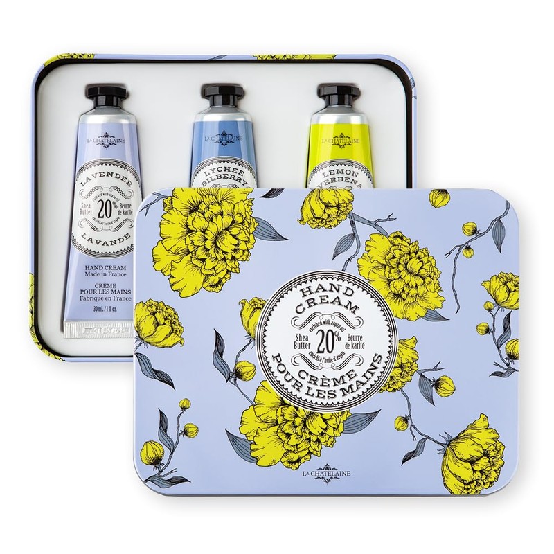 La Chatelaine French Hand Cream Trio Tin, Holiday Gift Set,
