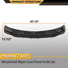 CNNELL Windshield Wiper Cowl Panel Grille Set Compatible with Ford F250 F350 F450 F550 Super Duty 2017-2022 Left and Right Side Front Window Cover Insert Panel HC3Z-25022A68-AB, HC3Z-25022A69-AC