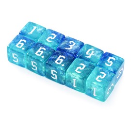 Yourandoll 10pcs Polyhedral Dice D6 Dice 6 Dice 16mm DND TRPG MTG Dice and More Table Games (Blue Green)