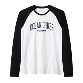 Ocean Pines Maryland MD College University Style Blue Raglan Baseball Tee