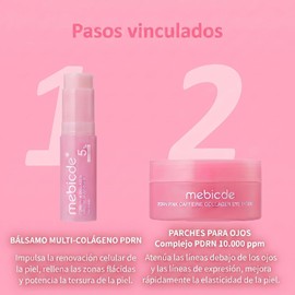 Set Bálsamo PDRN y Parches para Ojos con Colágeno, 60 Piezas Cuidado Contorno de Ojos con Cafeína y Vitamina B12 Rosa