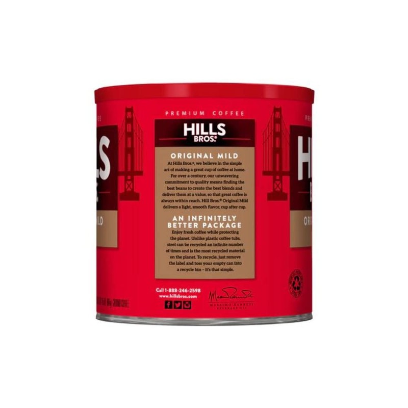 Hills Bros Original Mild Blend Ground Coffee, Light Roast, 30.5