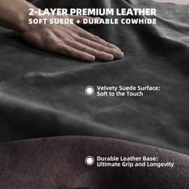 Suede Leather Steering Wheel Cover Wrap Kit - DIY Stitch-On for 17-18" Wheels, Superior Sweat Absorption & Non-Slip Grip, Comfortable & Durable Year-Round Upgrade