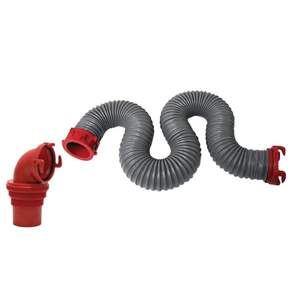 Viper 15-Foot RV Sewer Hose Kit, Universal Sewer Hose for RV Camper, Includes 15-Foot Hose with Rotating Fittings, 90 Degree ClearView Sewer Adapter and 2 Drip Caps