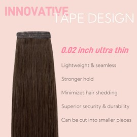 FUOTONBUTY Tape in Hair Extensions Real Human Hair Double Stitched Invisible Seamless 20pcs 50g (Medium Brown, 22 inch)