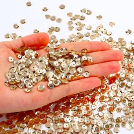Angel Malone ® 15g (±) 1200 pcs. 6-7mm in Diameter Premium Quality Cup Sequins DIY Arts Crafts Making - UK Seller (Champagne Gold)