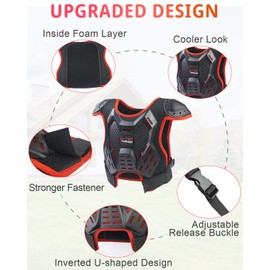 Kids Dirt Bike Gear - StarknightMT Youth Motorcycle Riding Protective Gear ATV Chest Protector Motocross Armor Suit for Boys Girls Mountain Biking Cycling, Red