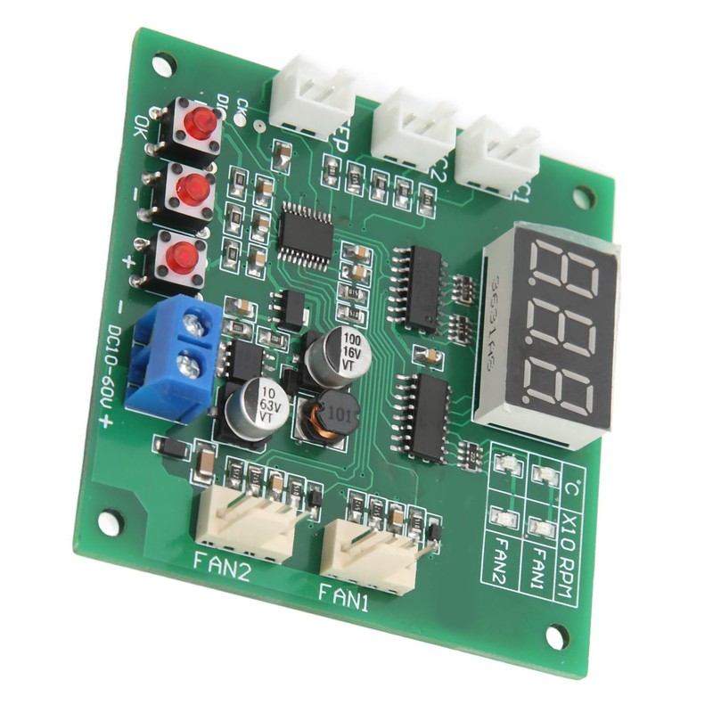 DC10‑60V 2 Channel 4 Wire Fan PWM Temperature Speed Controller