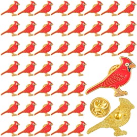 Solsew 48 Pcs 24/48 Pcs Christmas Red Cardinal Brooch Pin Small Enamel Birds Pin Christmas Birthday Party Supplies for Women