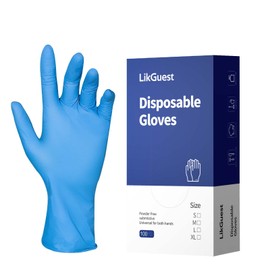 LikGuest Exam Nitrile Disposable Gloves, 4 Mil, Latex-Free & Powder-Free, Durable, Ideal for Cleaning, Food Handling and Household Use, Large, Blue, 100-Count