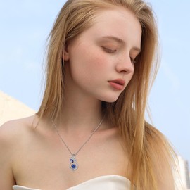 Rocayi Infinity Butterfly Necklace 925 Sterling Silver December Birthstone Tanzanite Pendant Created Gemstone Necklaces for Women