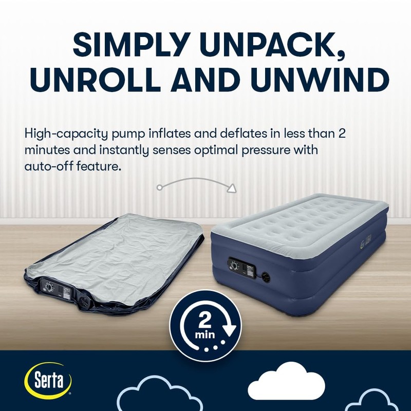 Serta 18" Raised Twin with Neverflat Pump Blue