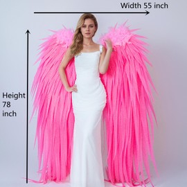 haolicedy Pink Angel Wings for Photography Large Wings Costume with Adjustable Straps for Weddings, Cosplay, Fantasy Photo Shoots