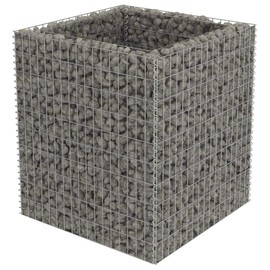 EVERSTRO Gabion Raised Bed Galvanized Steel 35.4"x35.4"x39.4",Galvanized Steel Gabion Planter: Sturdy and Stylish Garden Border Gardening Pots, Gardening Planters