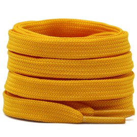 DELELE Solid Flat Shoe Laces: Hollow Thick Golden Shoelaces for Sneakers 2 Pair 55 inch