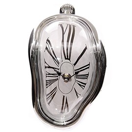 Melting Clock with Silver Frame and Roman Numerals