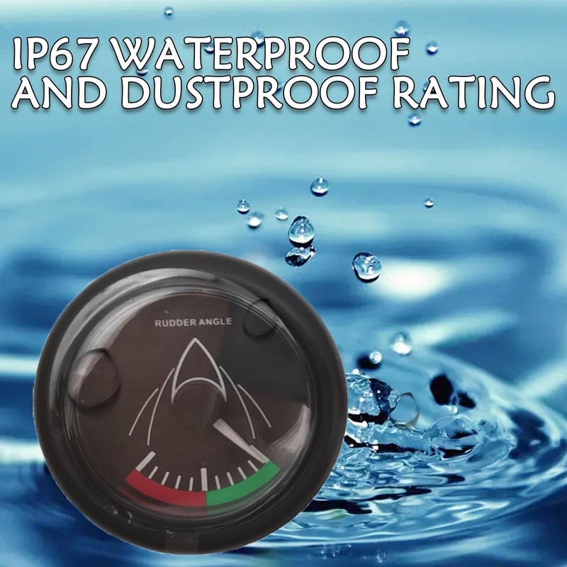 Maisutseb Boat Rudder Angle Meter,52mm Waterproof Rubber Angle Indicator,0-190ΩSignal Marine