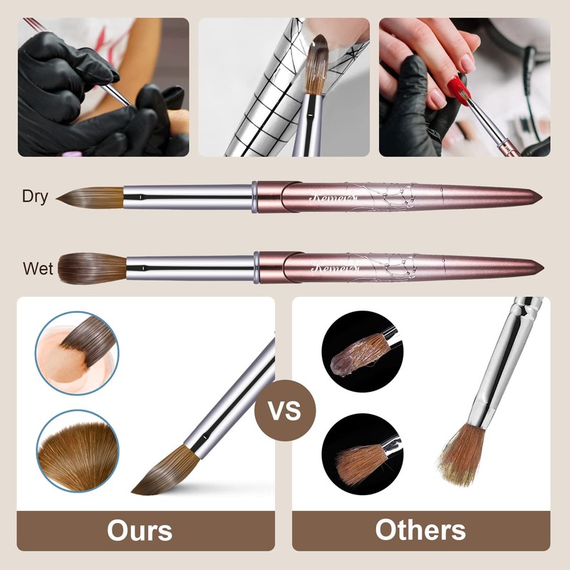 Acrylic Nail Brush Size 8,KEMEISI 100% Pure Kolinsky Nail Art