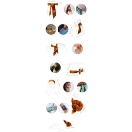 HANGSET Ribbon scarves for women, handbags, ribbons, fashion accessories, headbands (Navy blue)