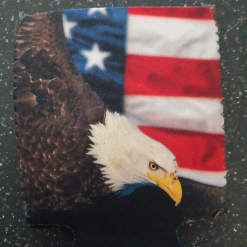 Patriotic Bald Eagle American Flag Koozie Fold Flat