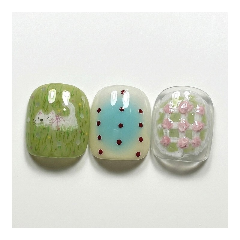 [Ar] Flower garden handmade nail tips Drawing nail art specialist