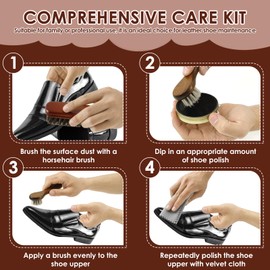 UKQRRTC Shoe Cleaning Kit, Versatile Leather Shoe Shine Kit, Practical High Efficient Leather Boot Caring Set for Men