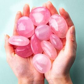 UU UNIHOM 1.5" Rose Quartz Crystals Palm Worry Stone Tumbled Irregular Polish Stone Rocks Positive Energy Crystals Massage Gemstone with Healing Therapy for Reiki Yoga Chakra Balancing Gift Decor