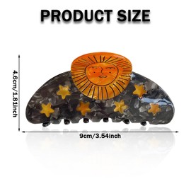 Sun Smiley Face Hair Clips, Cellulose Acetate Hair Clips, Funny Standing Cute Small Hairpins Accessories for Women Thick Thin Hair