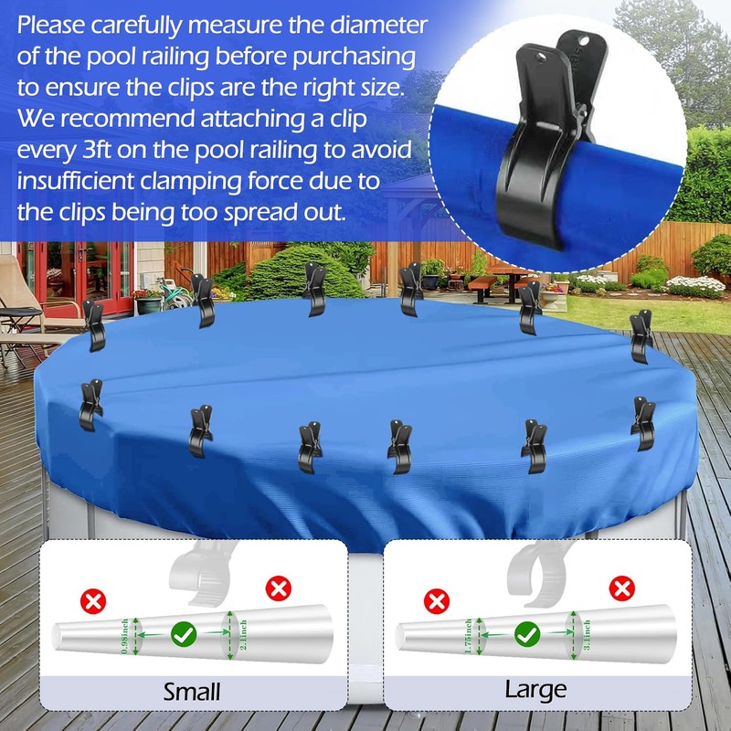 18PCS Pool Cover Clips, 3.1 Inch Not Piercing Scratch Clamps,