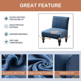 Eco-Ancheng Armless Chair Slipcover Removable Armless Accent Chairs Covers Washable Armless Slipper Chair Slipcover Printed Armless Chair Furniture Protector Covers for Living Dining Room Hotel