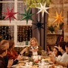 5PCS Flocked Paper Star Lantern with Lights Christmas Paper Stars