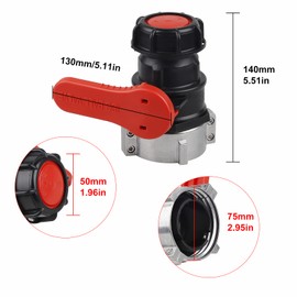 SWAWIS IBC Adapter Ball Valve Tank Drain Valve Replacement Ball Valve IBC Stop Valve Outlet Valve IBC Tank Accessories Flap Valve for IBC Container, Water Tank, Water Butt, Canister DN50 (75 mm)