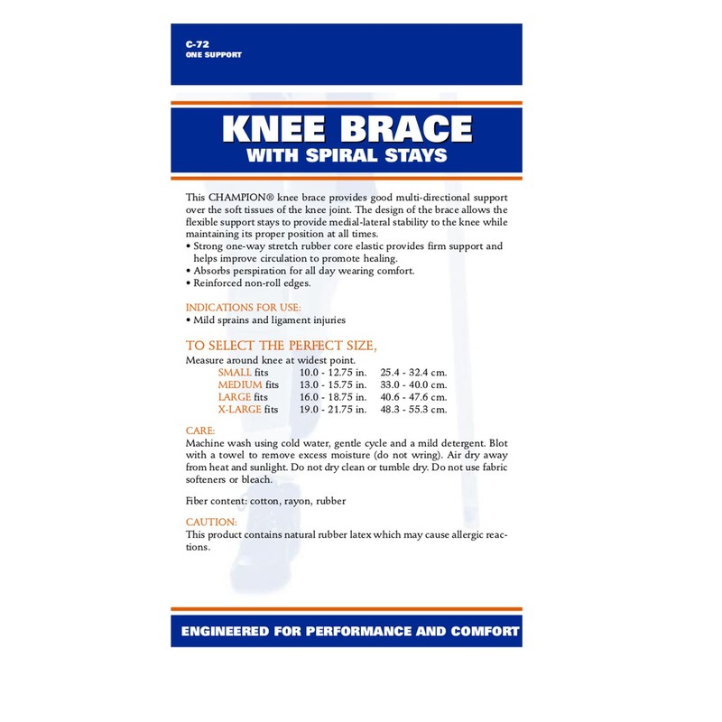 CHAMPION Knee Brace Flexible Stays Knit Elastic, White, Medium