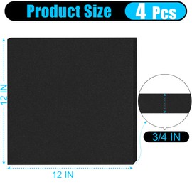 ToLanbbt 4 PCS Adhesive Foam Padding Sheets Closed Cell Neoprene Foam Sheet 3/4" Thick, 12" x 12" Self Stick Insulation Anti Vibration Pads Anti-Slip for Furniture, Cars, Speakers, DIY