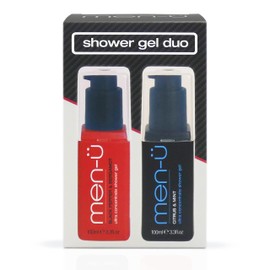 men-ü SHOWER GEL DUO, gifts for men – Ultra concentrate body wash men gift sets. 1x Black Pepper & Bergamot 100ml and 1x Citrus & Mint shower gel 100ml. Mens toiletries set with Vegan Shower gel.