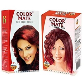 Color Mate Organic Hair Colour Rich Cream, No Ammonia Natural Hair Care Cream Burgundy + Copper Red hair colours Shade Hair Dye | Herbal Hair Colour Extra Shine 130 ml