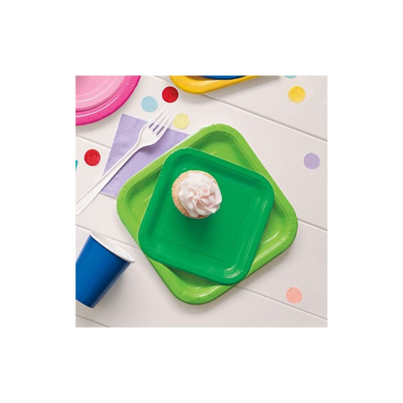 Unique 31860EU Square Environmentally Friendly Paper Plates 18 cm Emerald