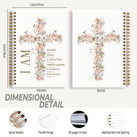 Foritho Floral Christian Notebook, Inspirational I Am Bible Verse Journal, Religious Prayer Journal for Writing, Scripture Bible Journaling Spiral Notebook 5.5x8.3 Inch